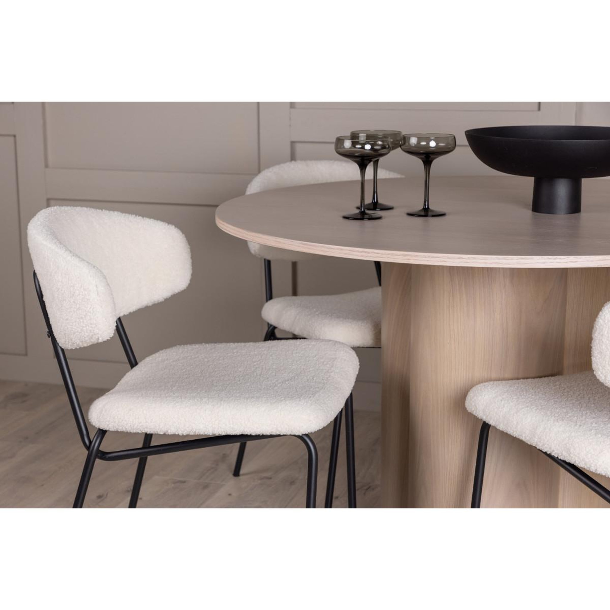 Voir la diapositive 4 : Paris Prix Ensemble table à manger & 4 chaises  olivia & chico  110cm naturel & blanc crème