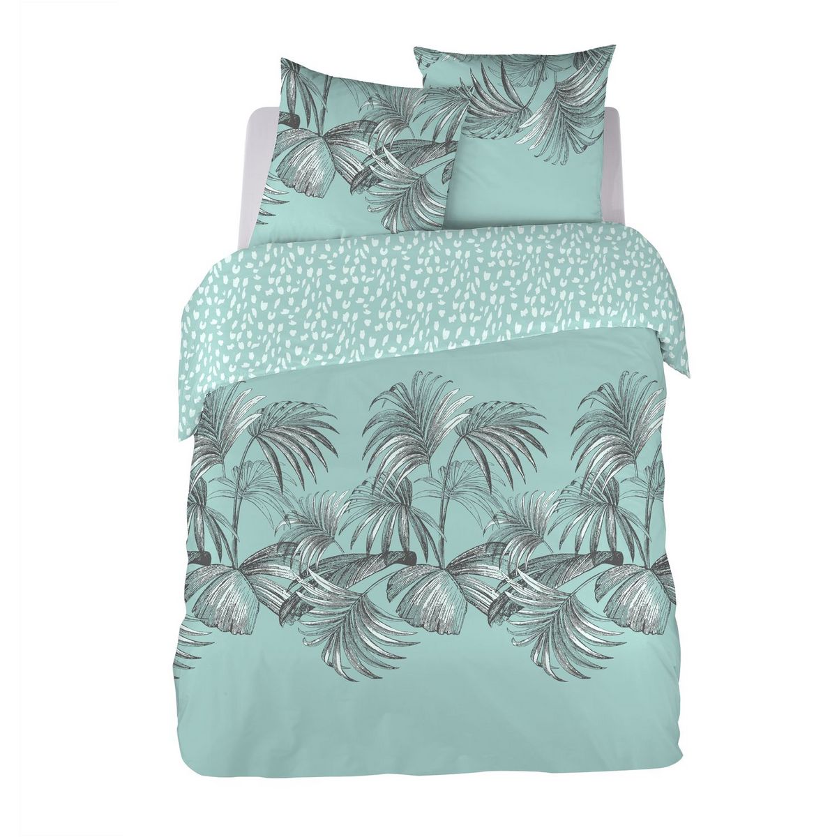 Parure housse de couette fantaisie en coton 57 fils motifs feuillages PASSADA