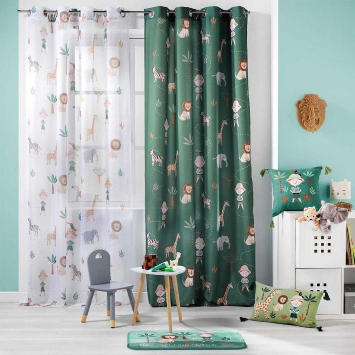 Paris Prix Tapis Enfant  Léo l'Explorateur  45x75cm Vert