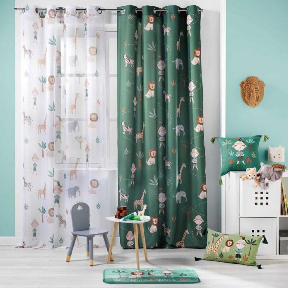 Paris Prix Tapis Enfant  Léo l'Explorateur  45x75cm Vert