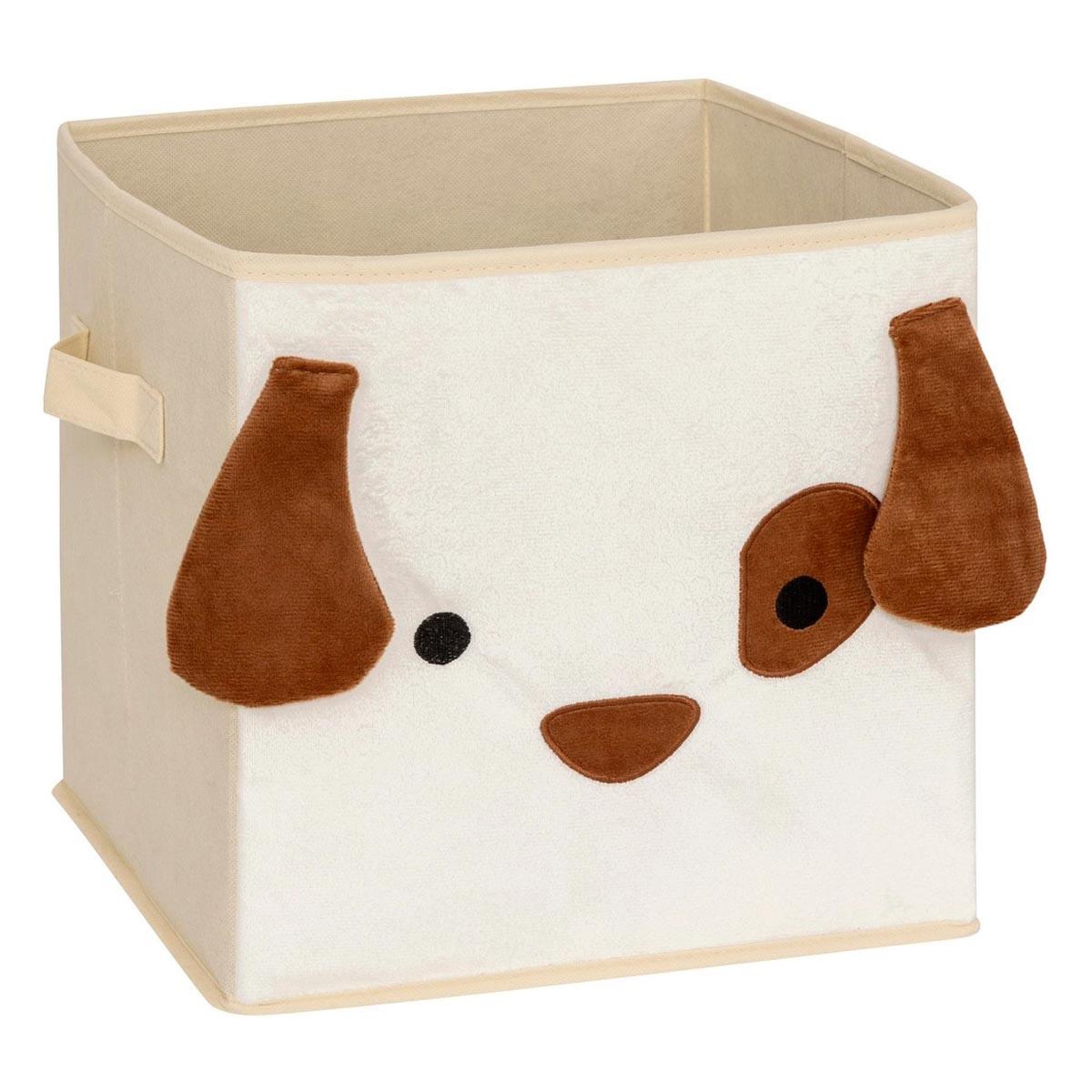 Atmosphera Kids Boîte de rangement pliable  chien  29x29cm beige