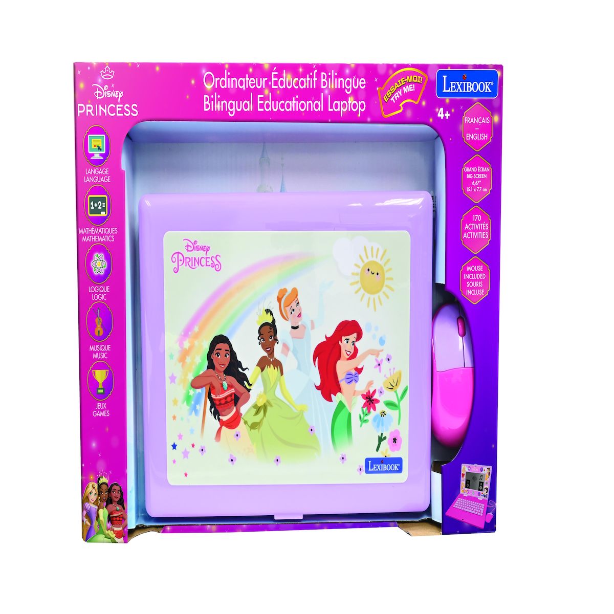 Lexibook Ordinateur portable éducatif bilingue Disney Princesse (FR/EN)