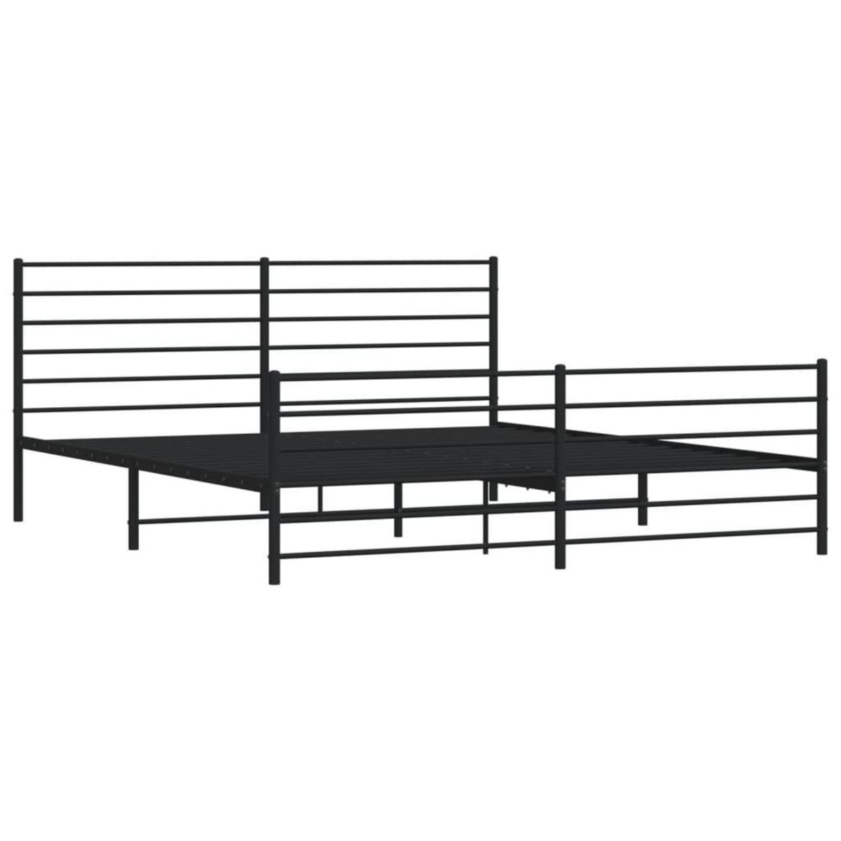 VIDAXL Cadre de lit metal sans matelas avec pied de lit noir 200x200cm
