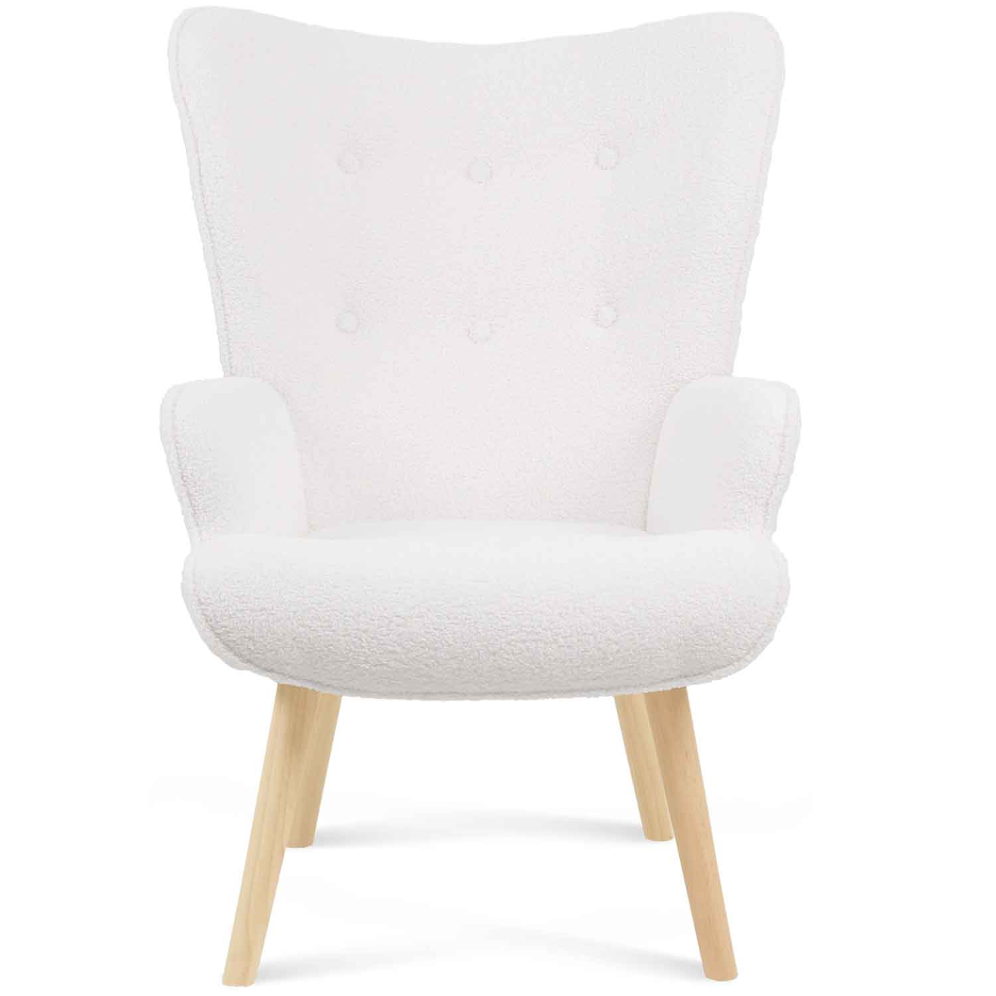 Voir la diapositive 3 : ID MARKET Fauteuil scandinave ivar en tissu bouclette blanc