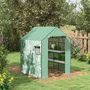 Voir la diapositive 2 : OUTSUNNY Serre de jardin 4 tablettes dim. 1,4L x 1,43l x 1,9H m porte déroulante fenêtre acier PE haute densité vert