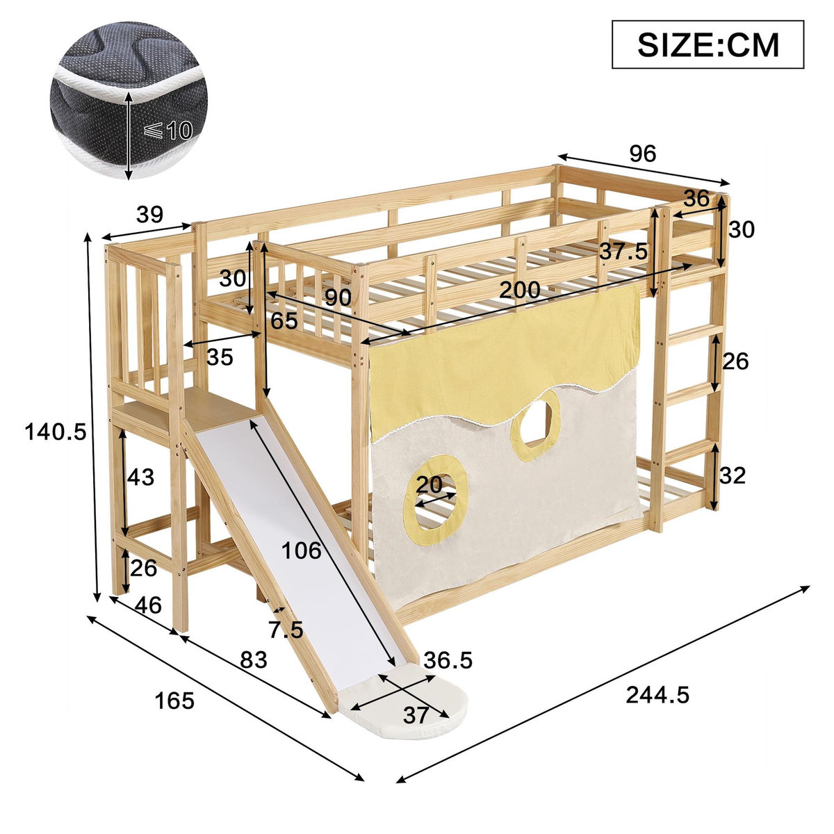 MERAX Lit mezzanine enfant