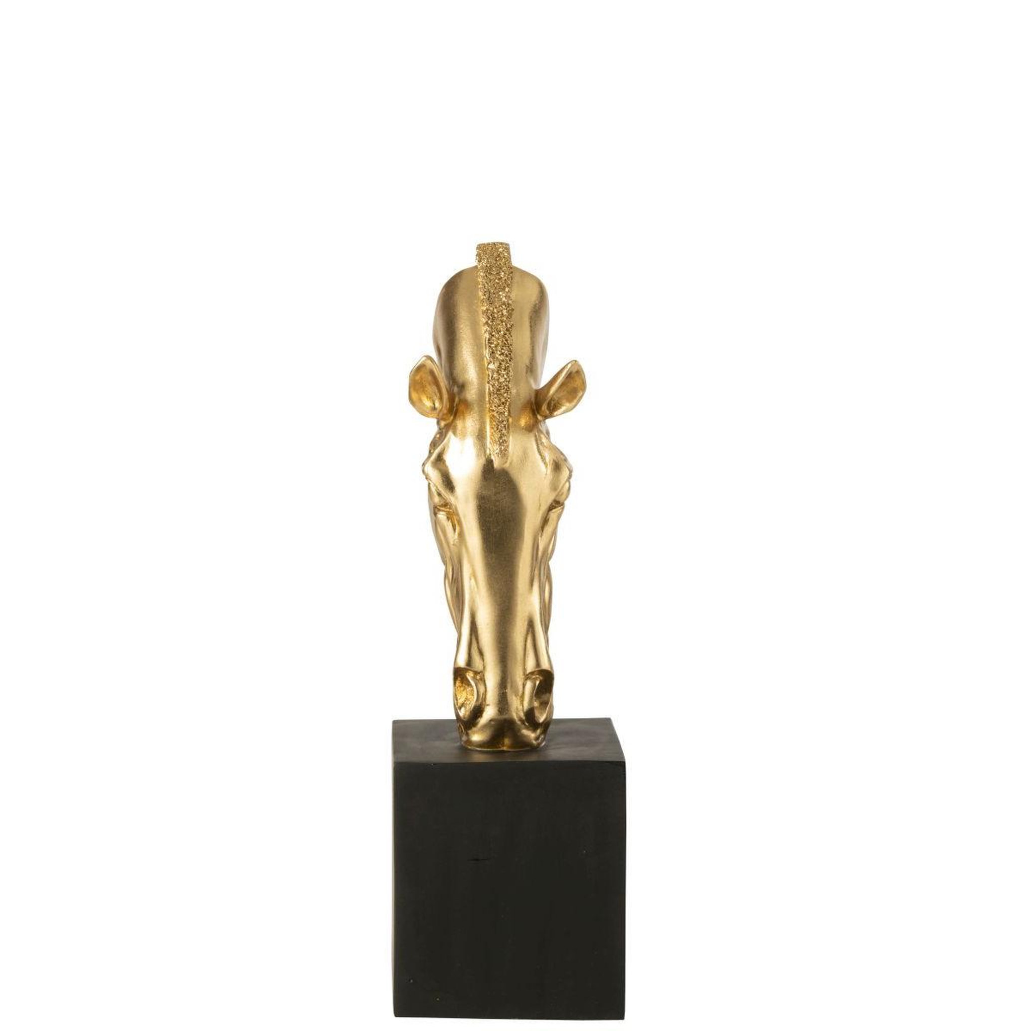 Voir la diapositive 2 : J-LINE Tête de cheval sur socle  hollywood  44cm doré