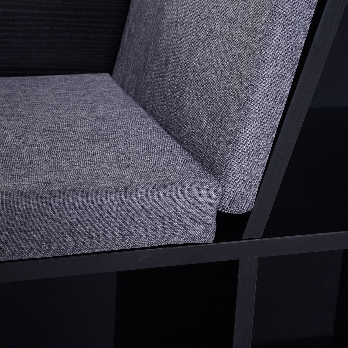 HOMCOM Bibliothèque banc 2 en 1 design contemporain 6 casiers 3 coussins fournis 102L x 30l x 61H cm noir gris