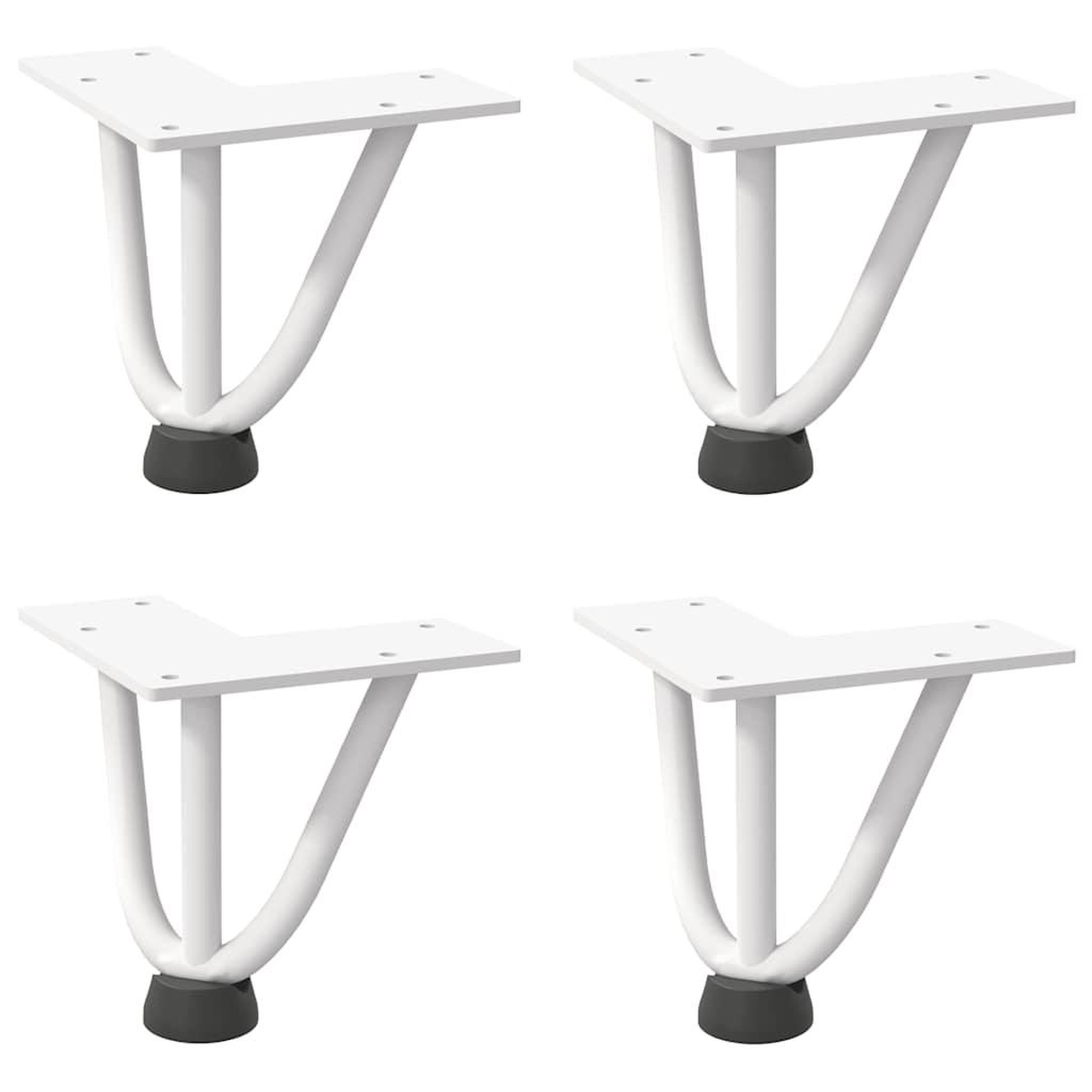Voir la diapositive 2 : VIDAXL Pieds de table en forme d'epingle a cheveux 4 pcs blanc 10 cm