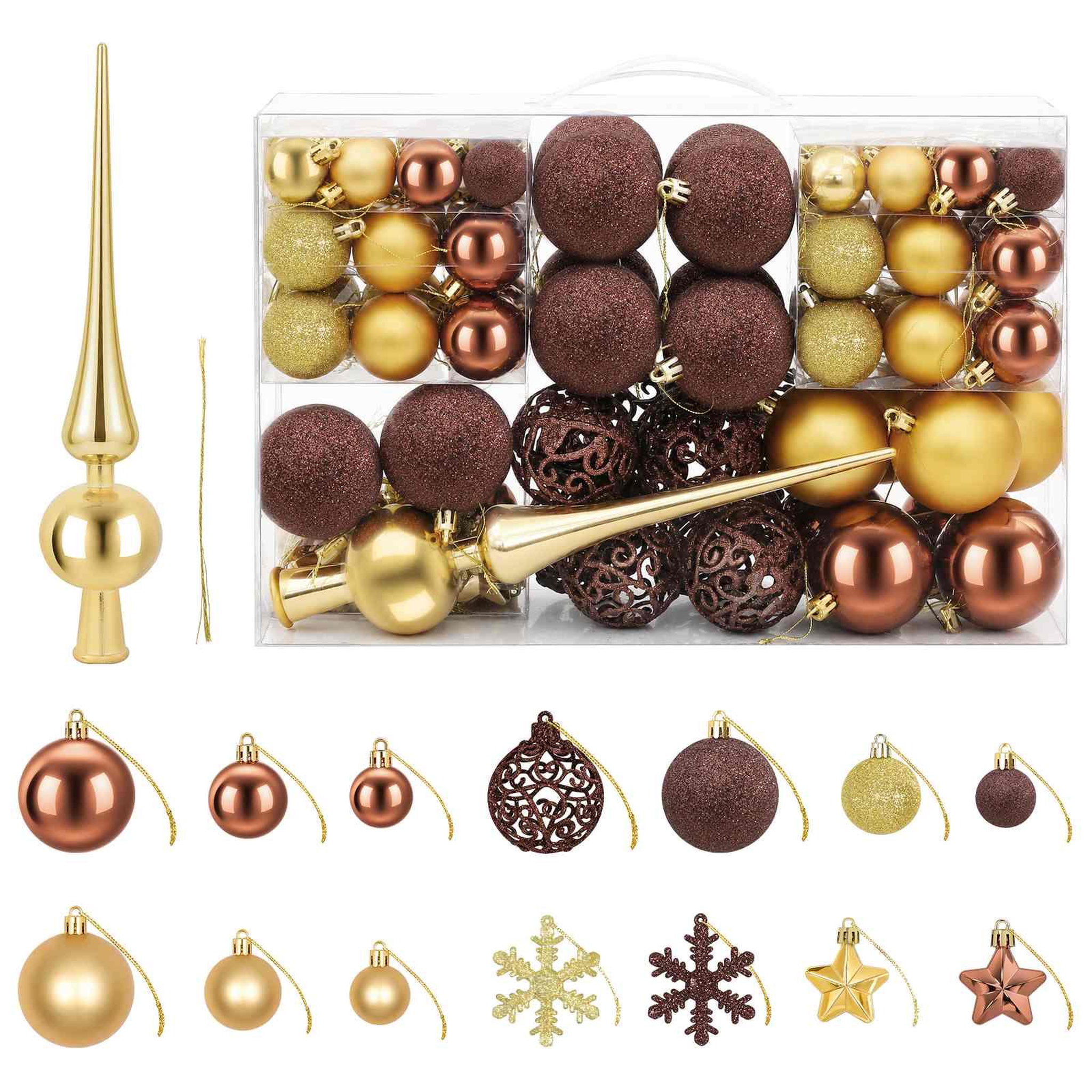 VIDAXL Ensemble de boules de Noël 111 pc Marron et or Diam. 6 cm