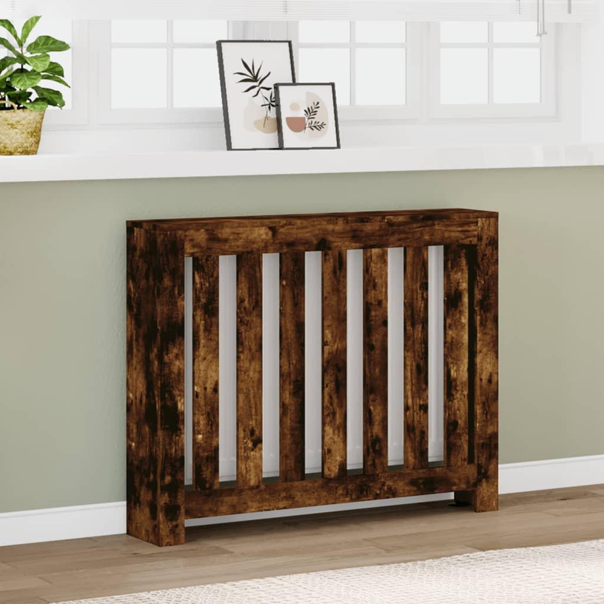 VIDAXL Cache-radiateur chene fume 104x20x82 cm bois d'ingenierie