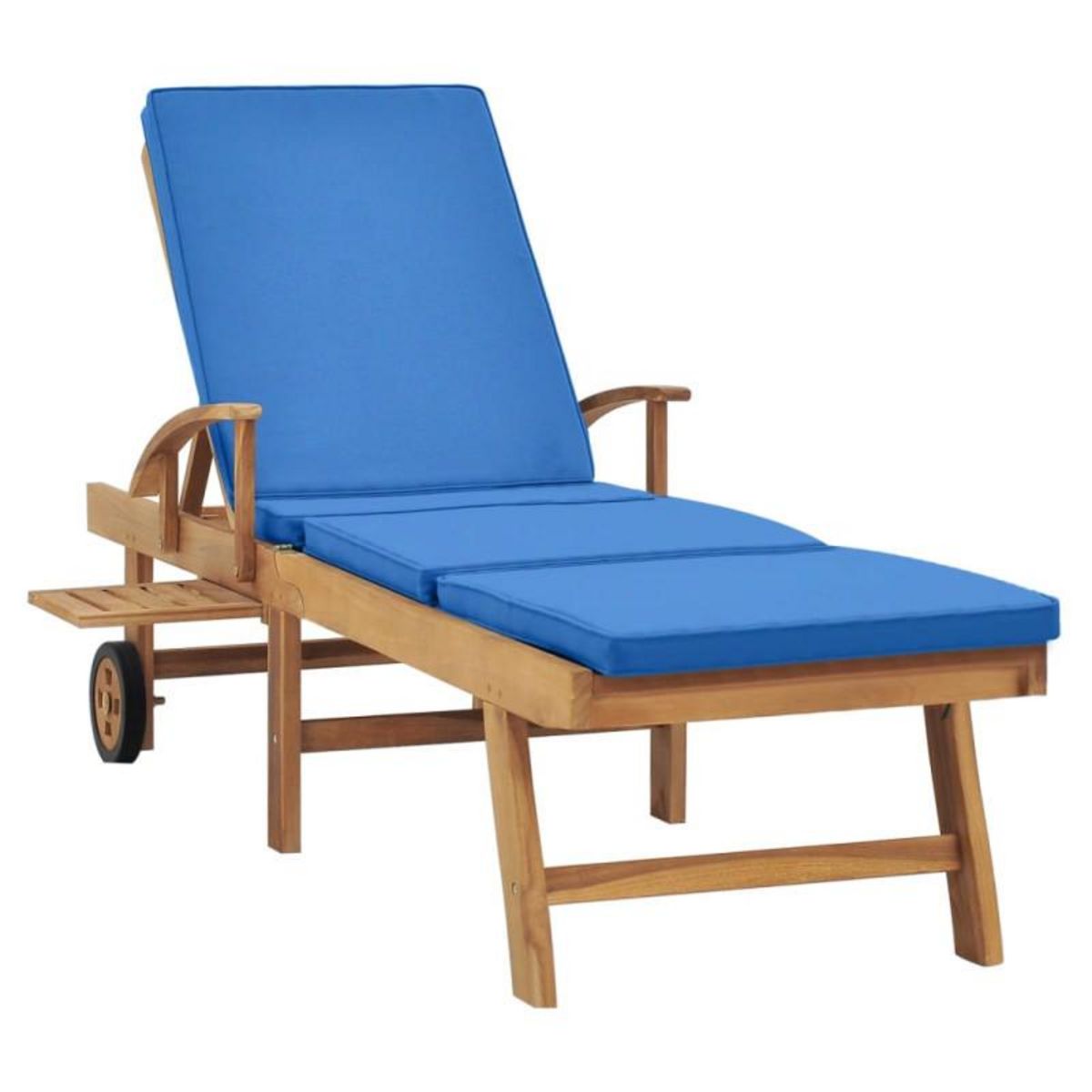 VIDAXL Chaise longue avec coussin Bois de teck solide Bleu