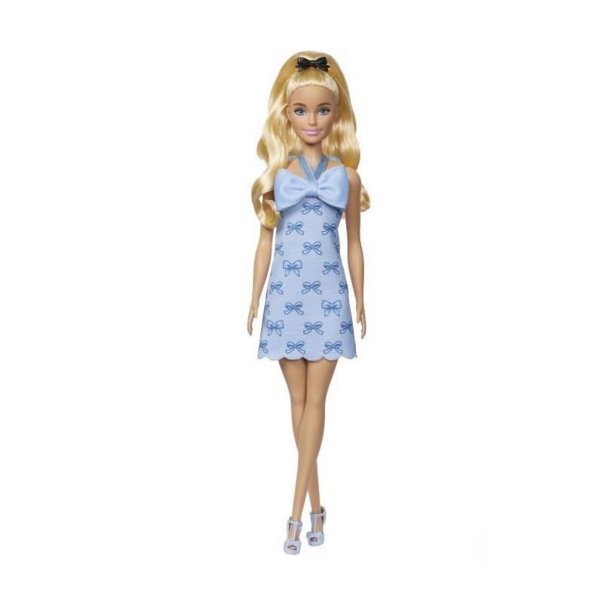 BARBIE Barbie - Poupée Barbie Fashionistas Robe Dos Nu Bleu Layette avec noeud - Barbie - HYT93