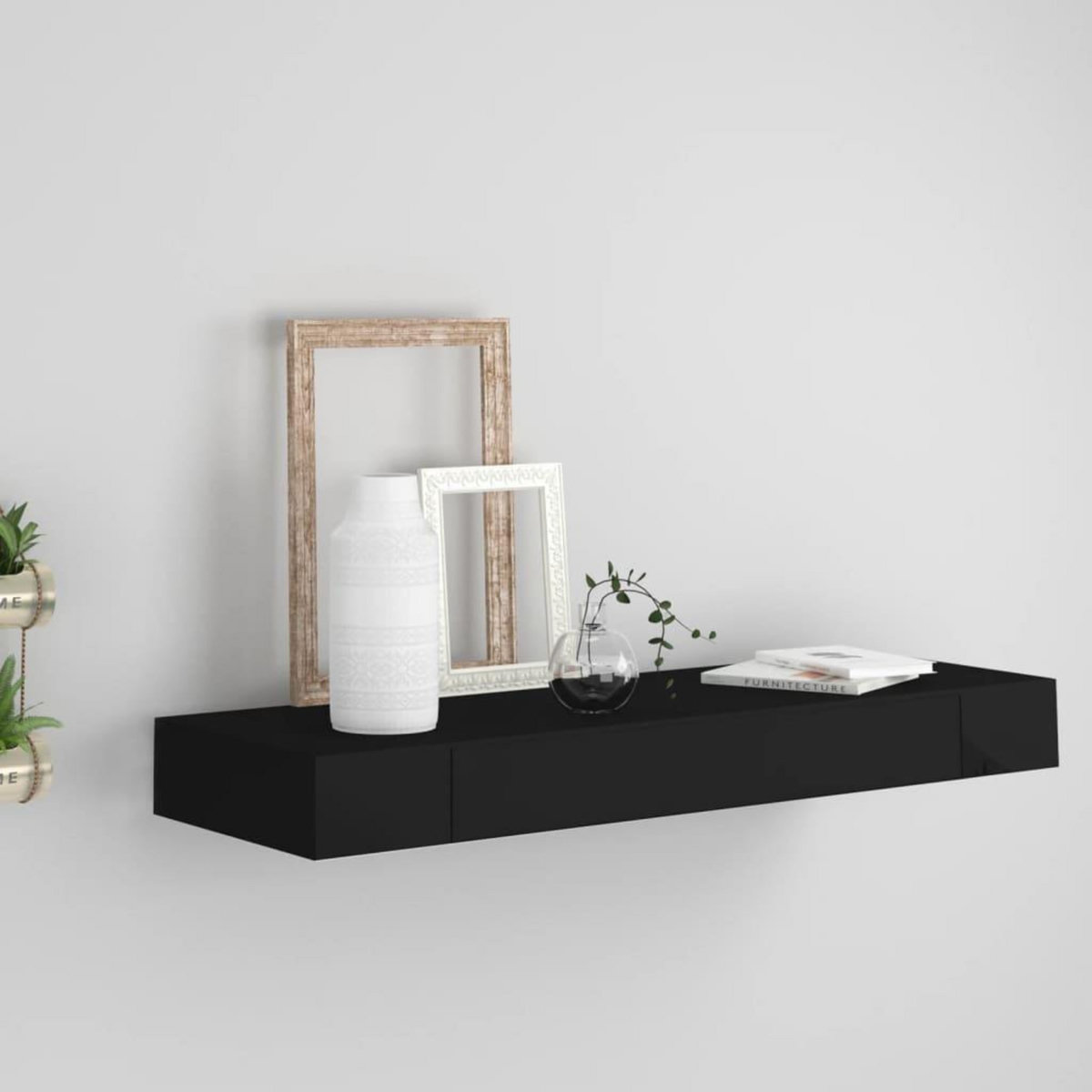 VIDAXL Etagere murale flottante avec tiroir Noir 80x25x8 cm