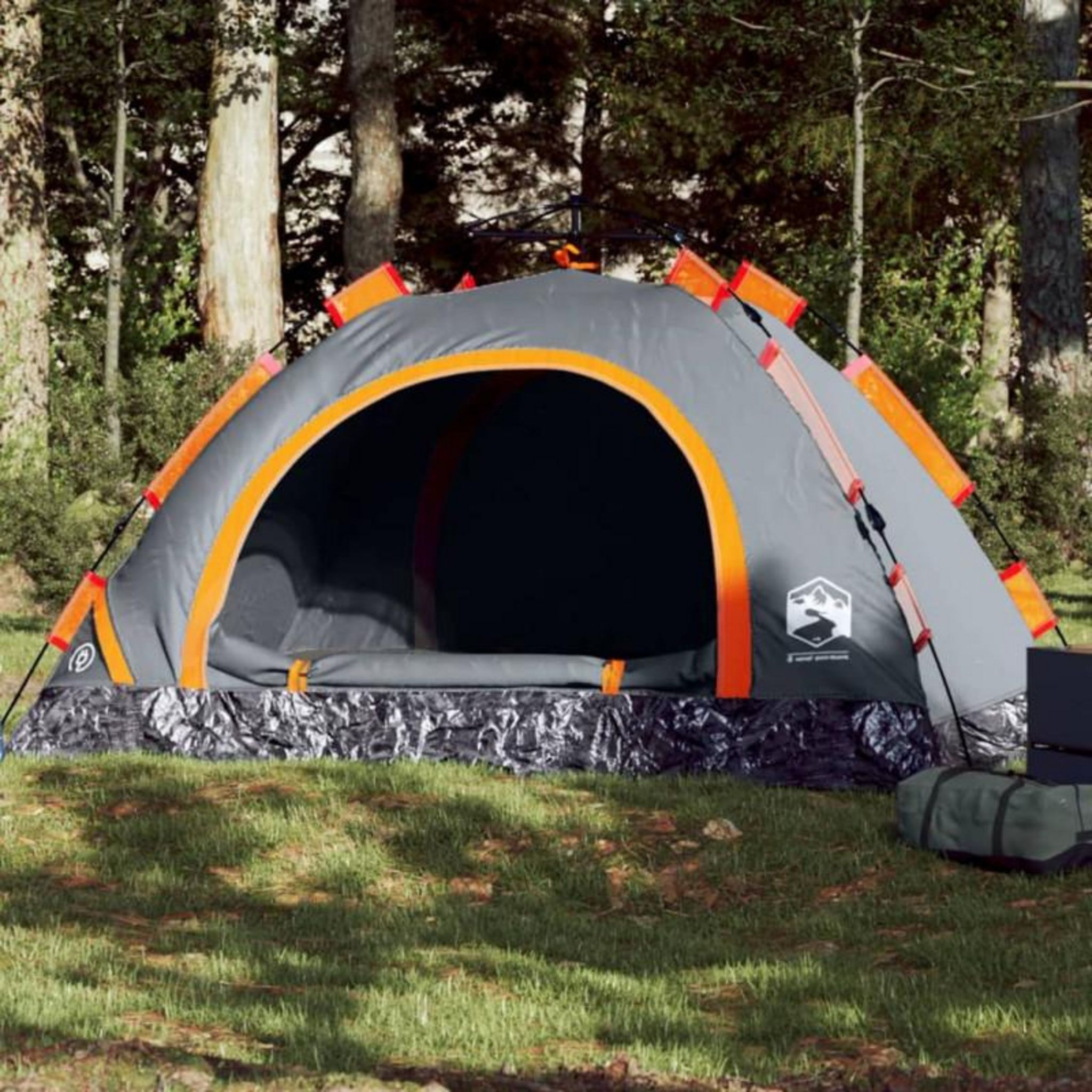 Tente De Voiture Solivagant Gris/Orange - Imperméable Polyester 185T, 340x213x230cm, 4.95kg - Piquets Inclus