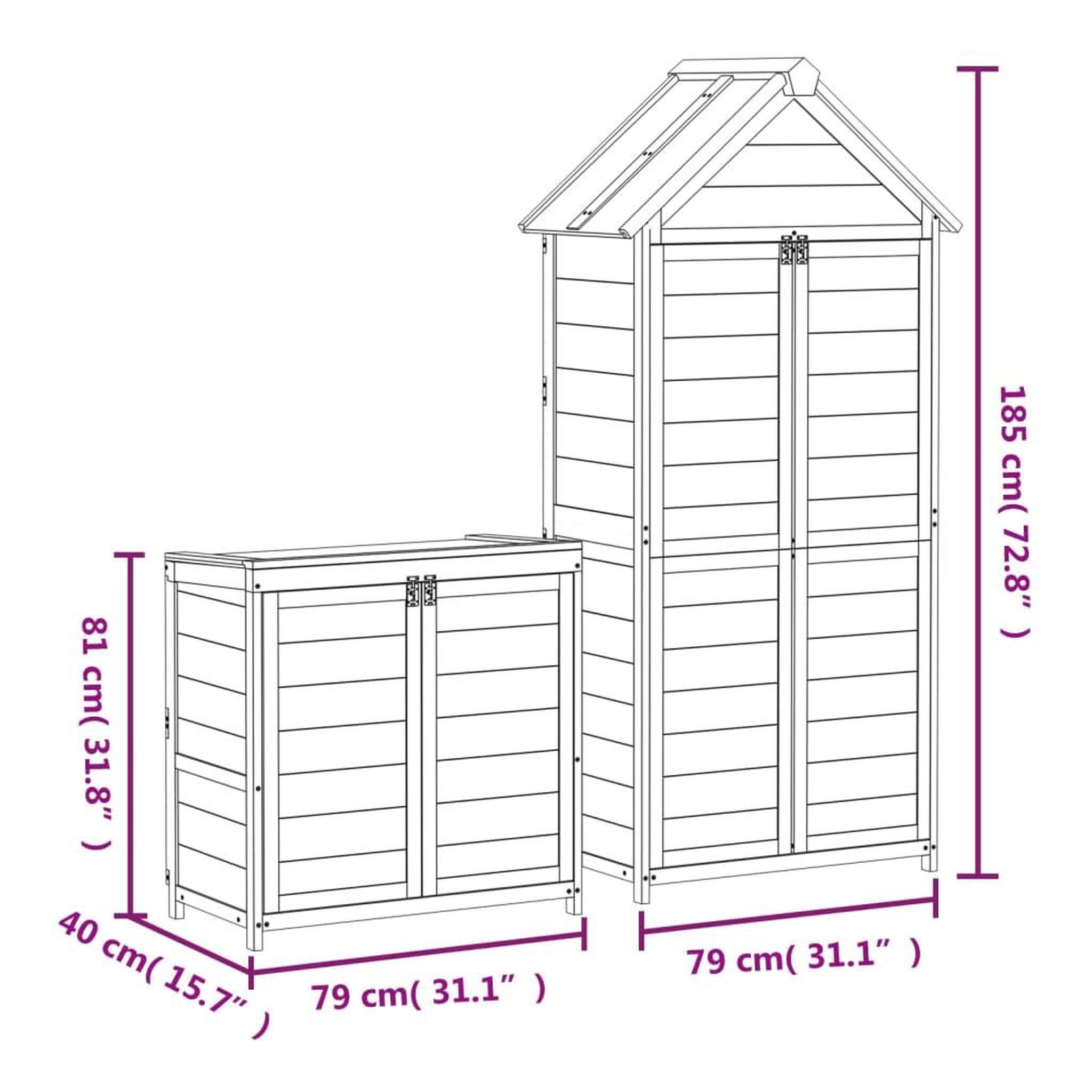 Voir la diapositive 6 : VIDAXL Ensemble de remise a outils de jardin 2 pcs marron pin massif