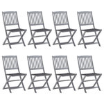VIDAXL Chaises pliables d'exterieur lot de 8 et coussins Bois d'acacia
