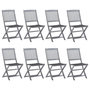 Voir la diapositive 1 : VIDAXL Chaises pliables d'exterieur lot de 8 et coussins Bois d'acacia