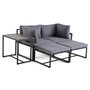 Voir la diapositive 6 : BEST MOBILIER Beyla – salon de jardin modulable en acier noir - 4 places - coussins gris