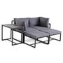 Voir la diapositive 6 : BEST MOBILIER Beyla – salon de jardin modulable en acier noir - 4 places - coussins gris