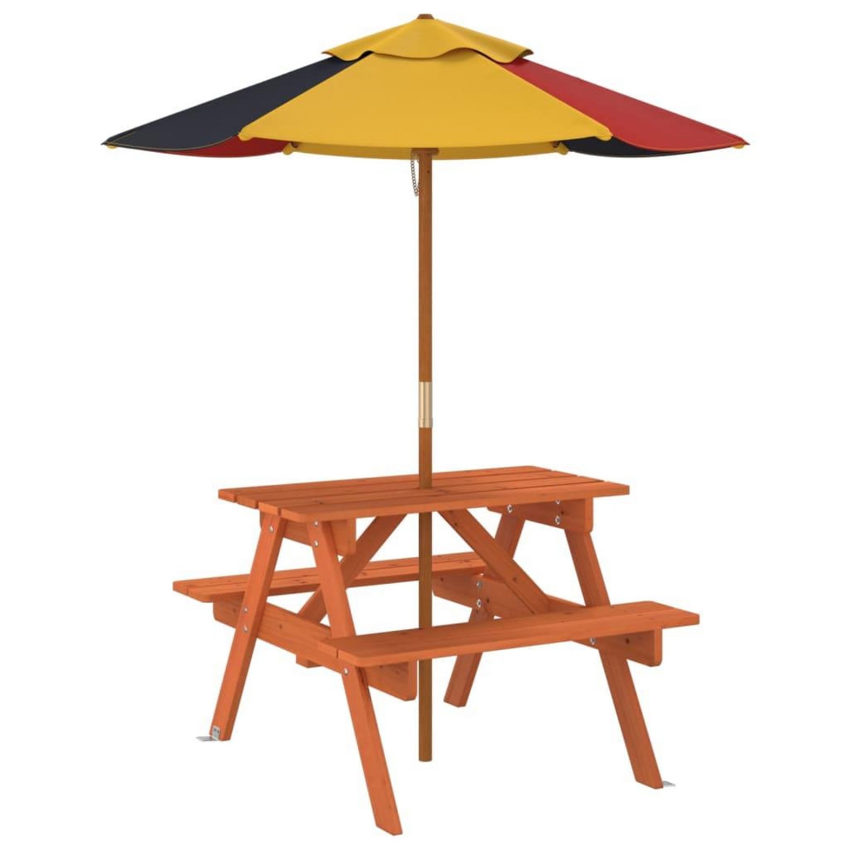 VIDAXL Table de pique-nique pour 4 enfants avec parasol bois de sapin