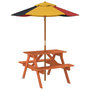 Voir la diapositive 5 : VIDAXL Table de pique-nique pour 4 enfants avec parasol bois de sapin