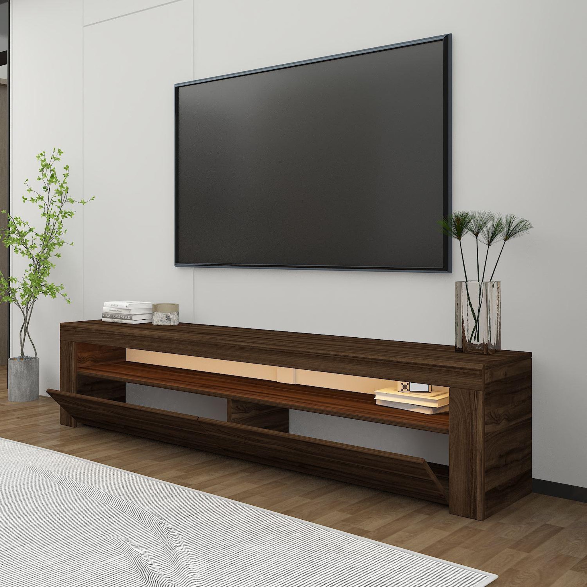 Voir la diapositive 4 : Habitat et Jardin Meuble tv en bois  bati  - 150 x 36 x 46 cm - marron