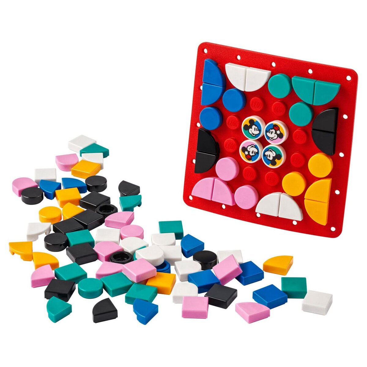 LEGO Dots 41963 Plaque à Coudre Mickey Mouse et Minnie Mouse, Kit de Création de Bijoux Personnalisés, Fabrique à Badge, Décoration Vêtements, Sacs à Dos