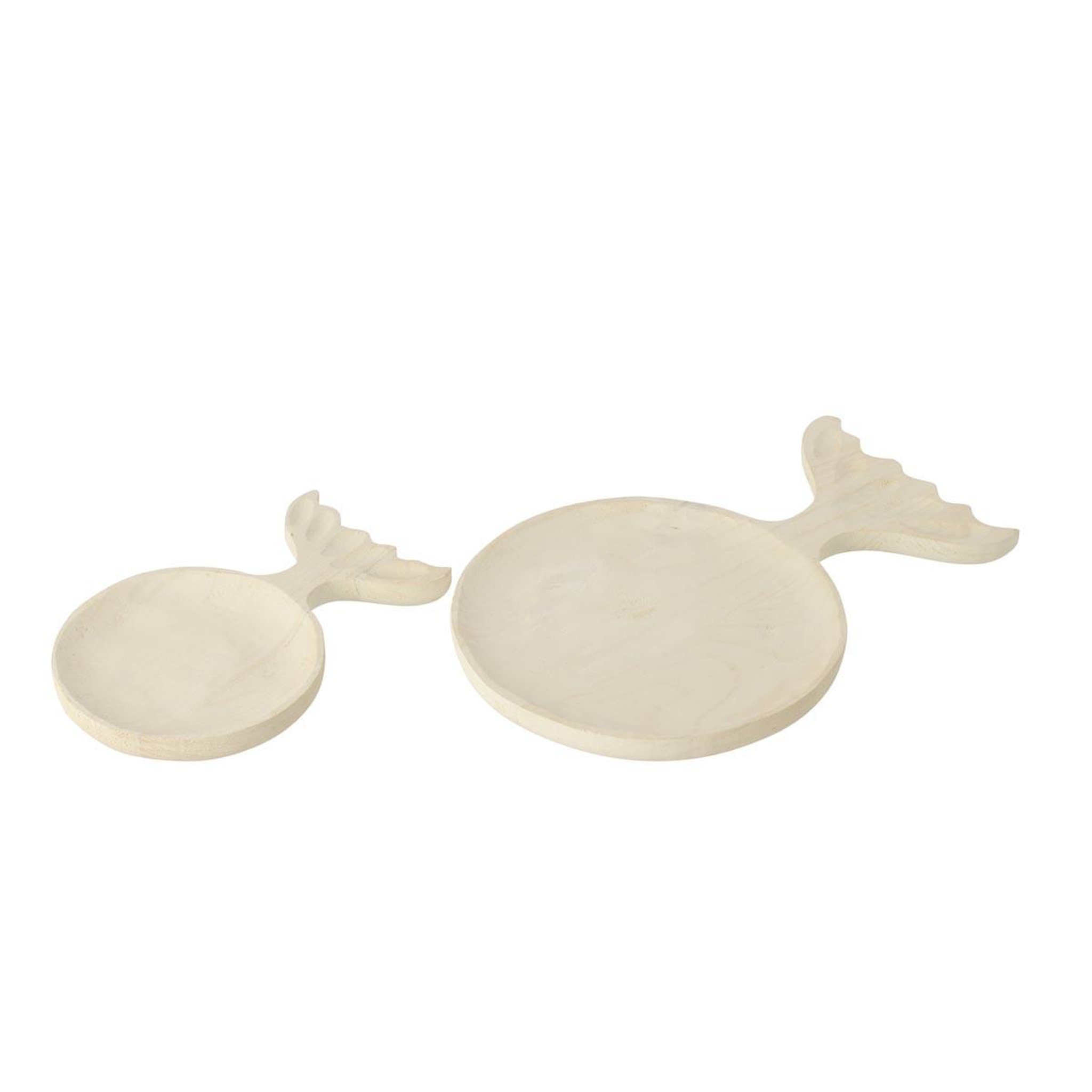 Voir la diapositive 2 : J-LINE Plateau déco poisson en bois  dona  29cm blanc
