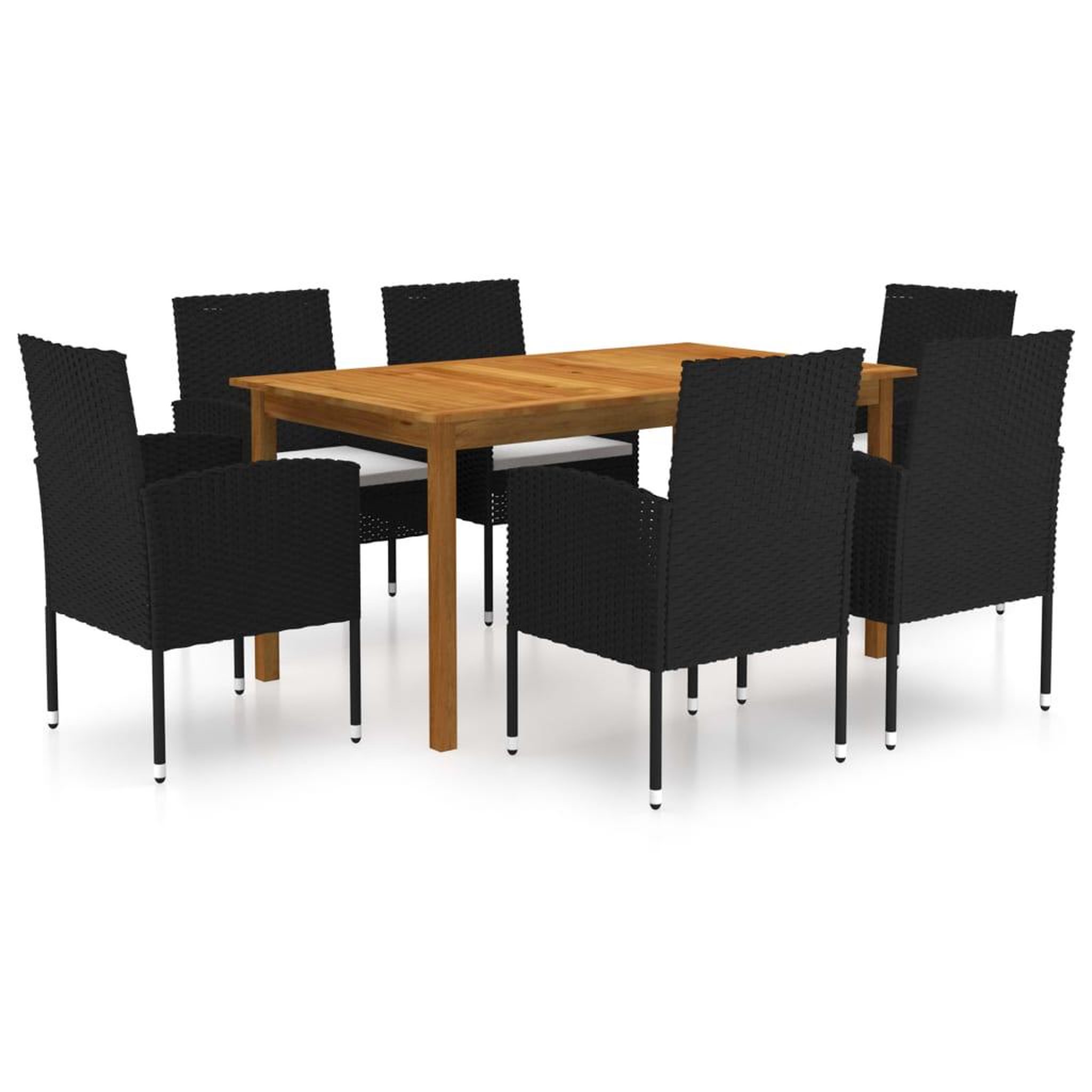 Voir la diapositive 1 : VIDAXL Ensemble a manger de jardin 7 pcs Noir