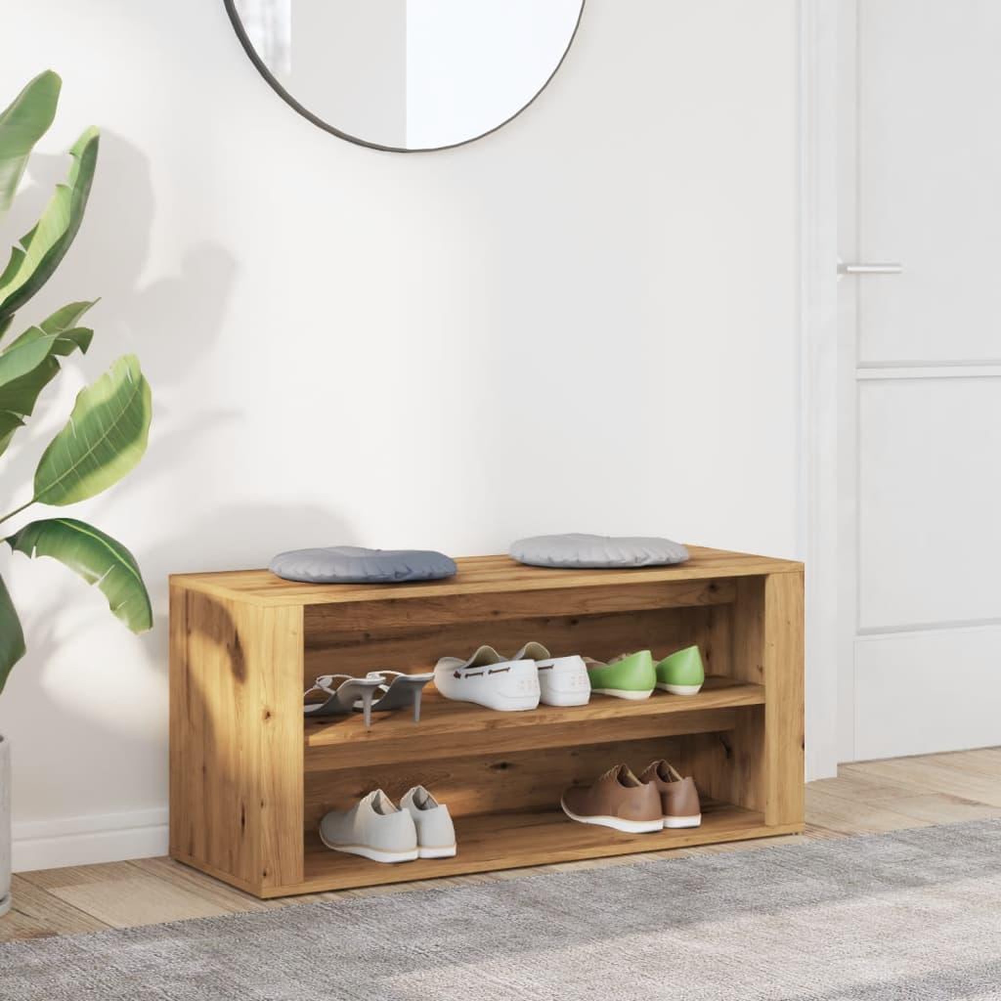 Voir la diapositive 3 : VIDAXL Banc a chaussures chene artisanal 100x35x45cm bois d'ingenierie