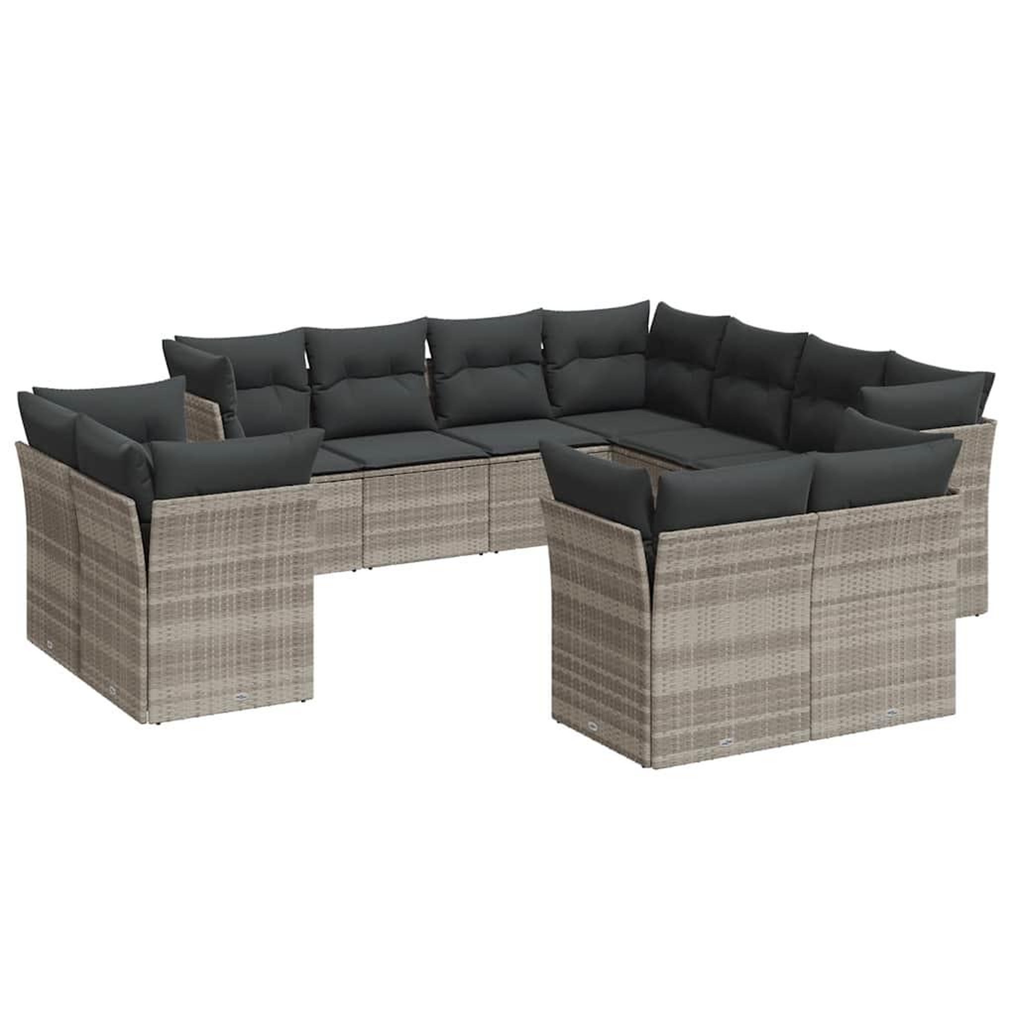 Voir la diapositive 2 : VIDAXL Salon de jardin 11 pcs avec coussins gris clair resine tressee