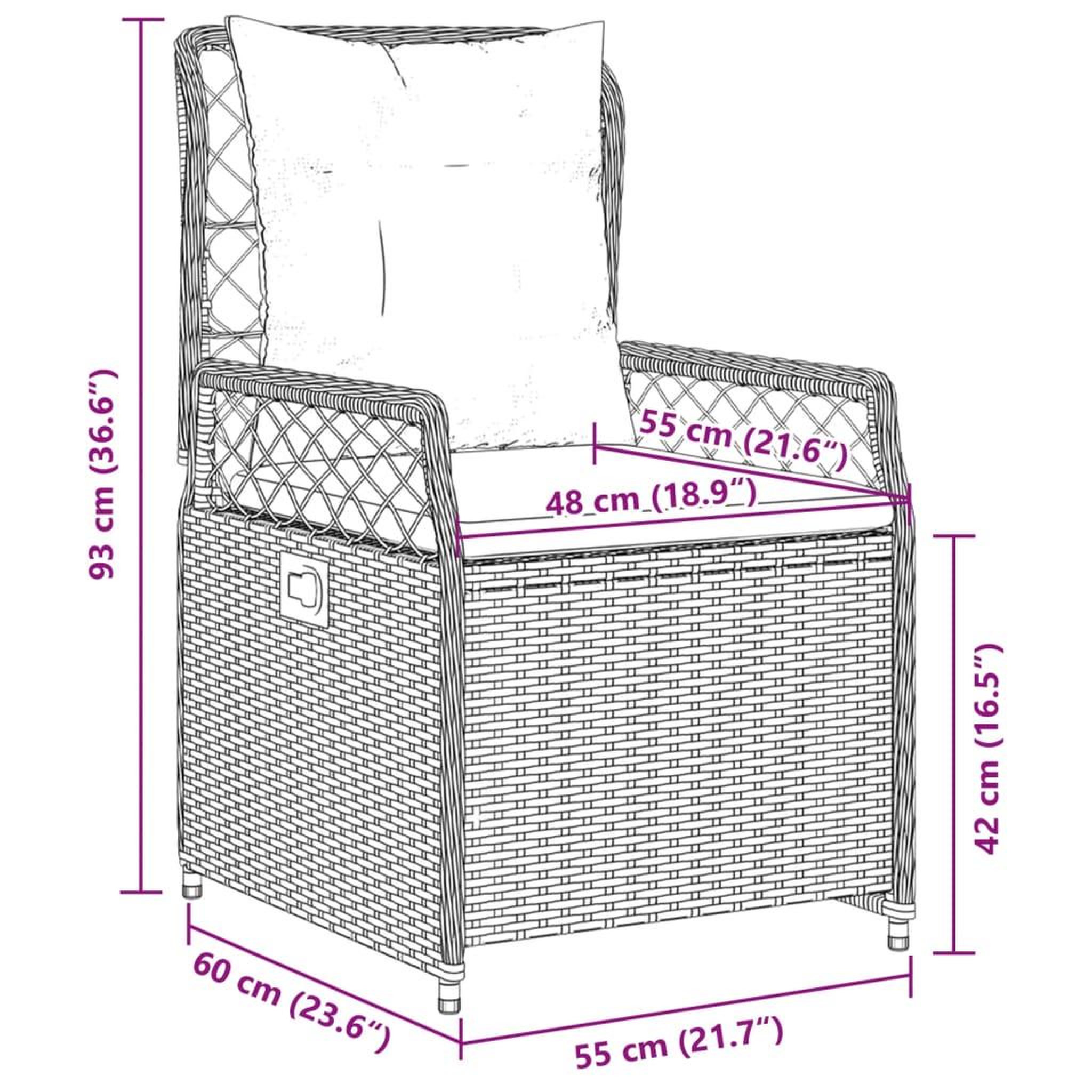 Voir la diapositive 6 : VIDAXL Chaises inclinables de jardin lot de 2 marron resine tressee