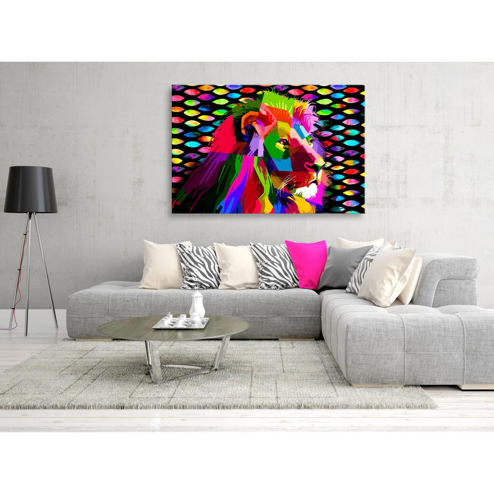 Voir la diapositive 2 : Paris Prix Tableau imprimé  rainbow lion wide