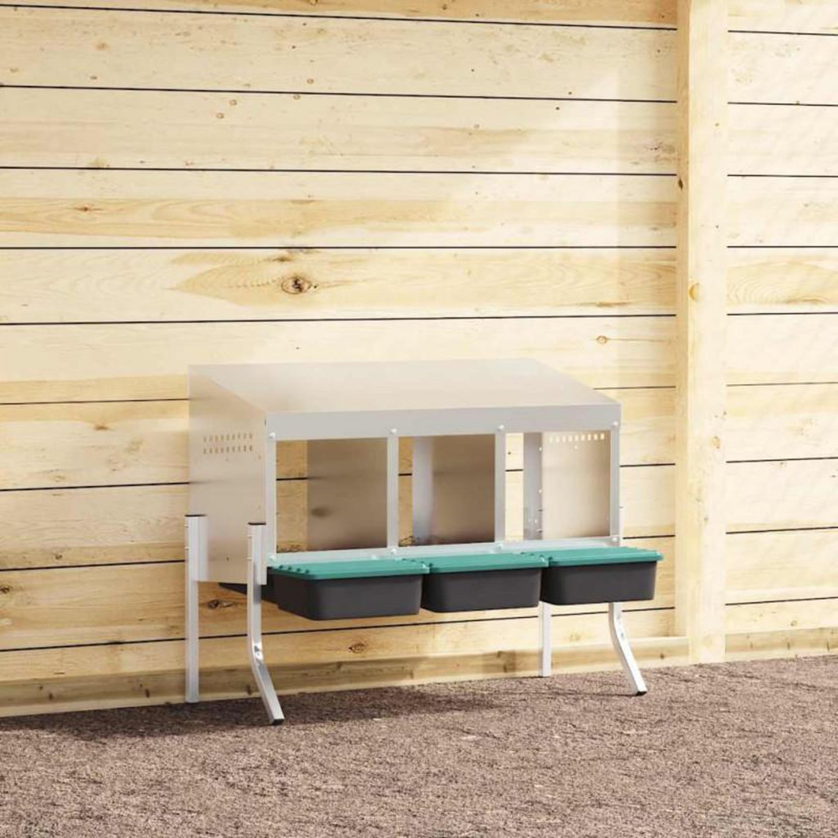 VIDAXL Nichoir à poules3 compartiments avec pieds en acier galvanisé