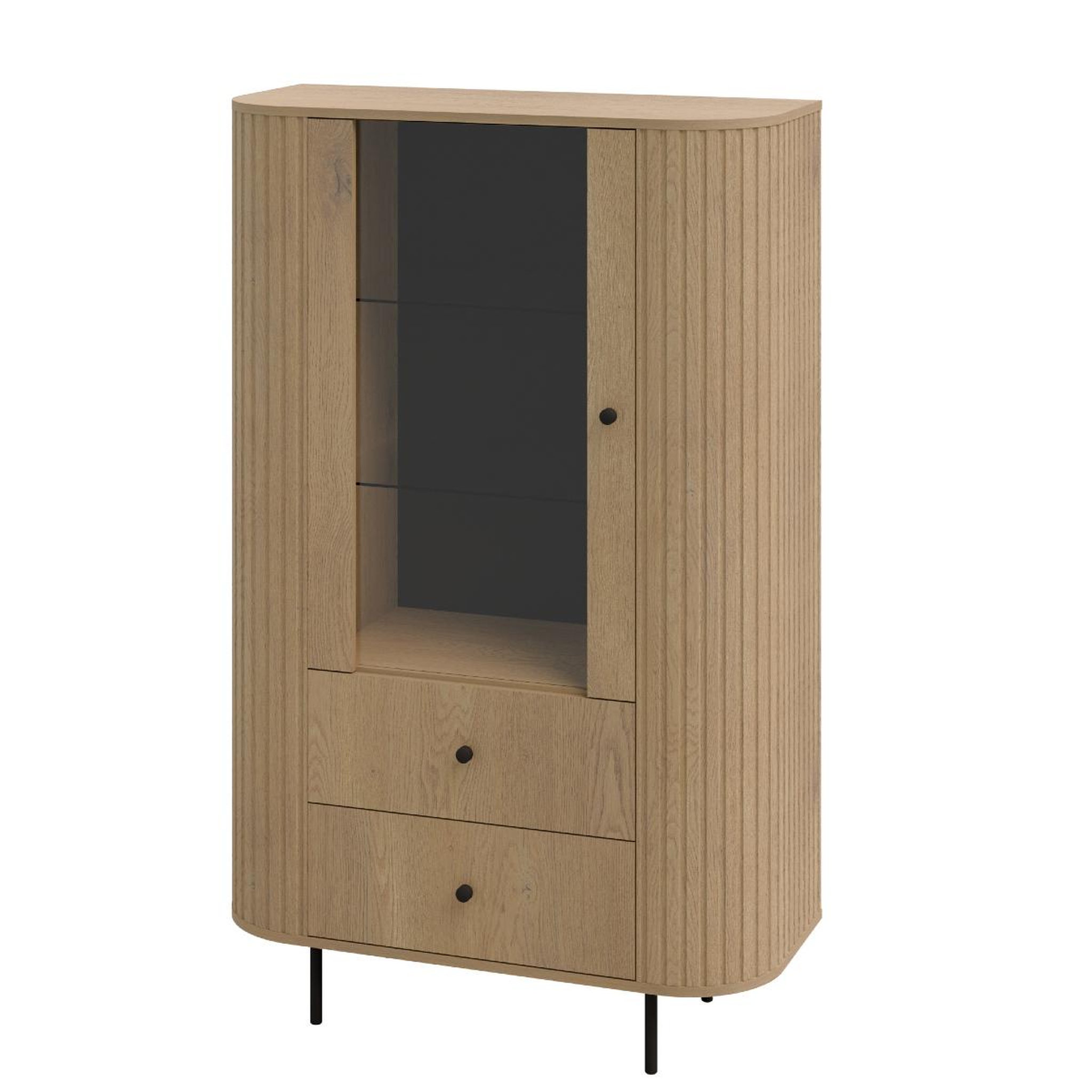 JLC KREATION Vitrine arrondie 1 porte vitrée chêne clair lilio