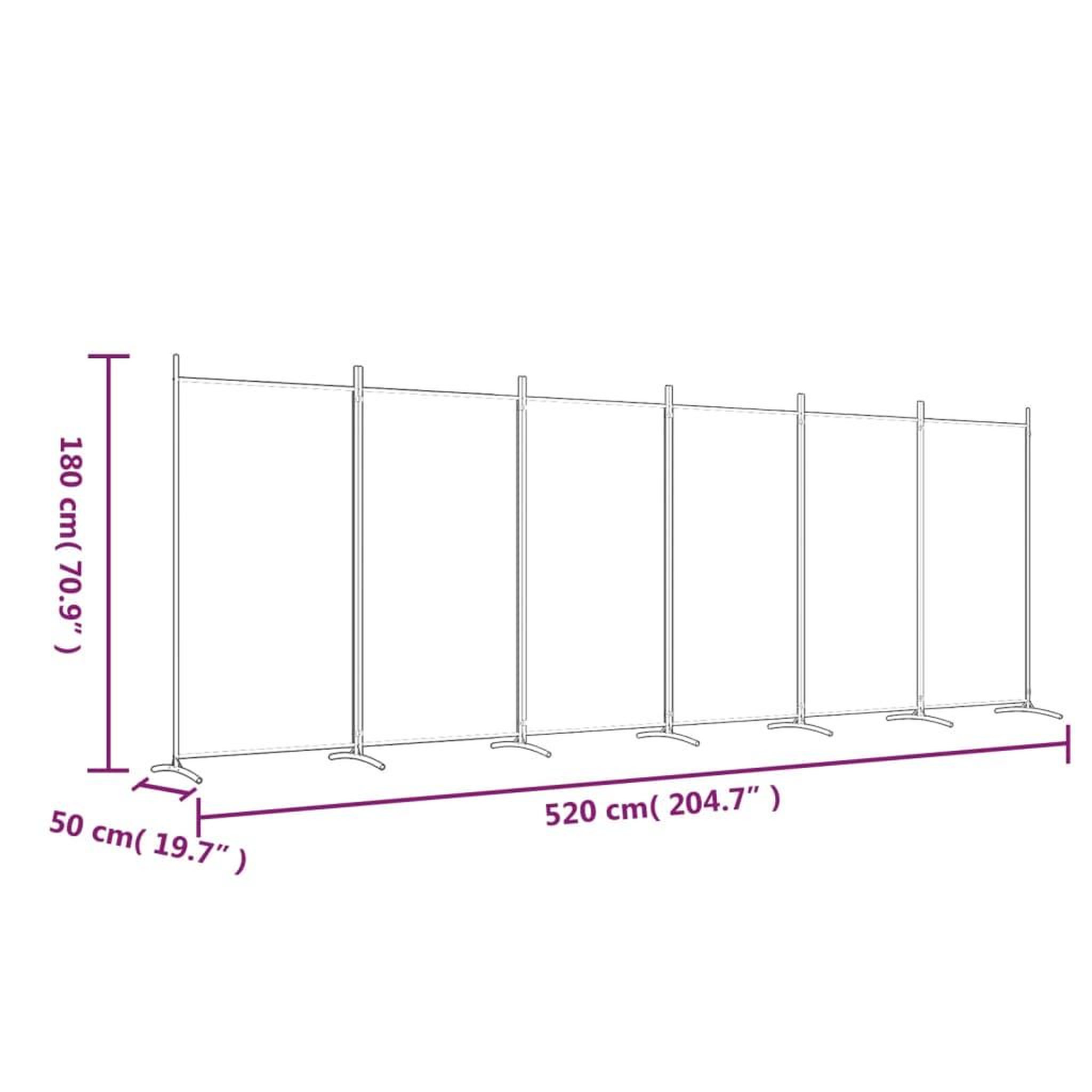 Voir la diapositive 6 : VIDAXL Cloison de separation 6 panneaux Marron 520x180 cm Tissu