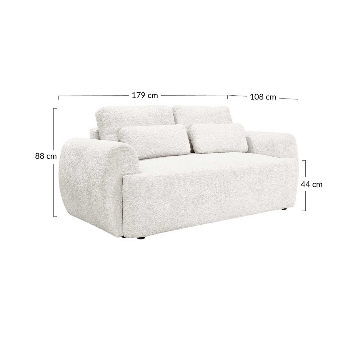 BEST MOBILIER Mahina - canapé droit 2 places - en tissu bouclette