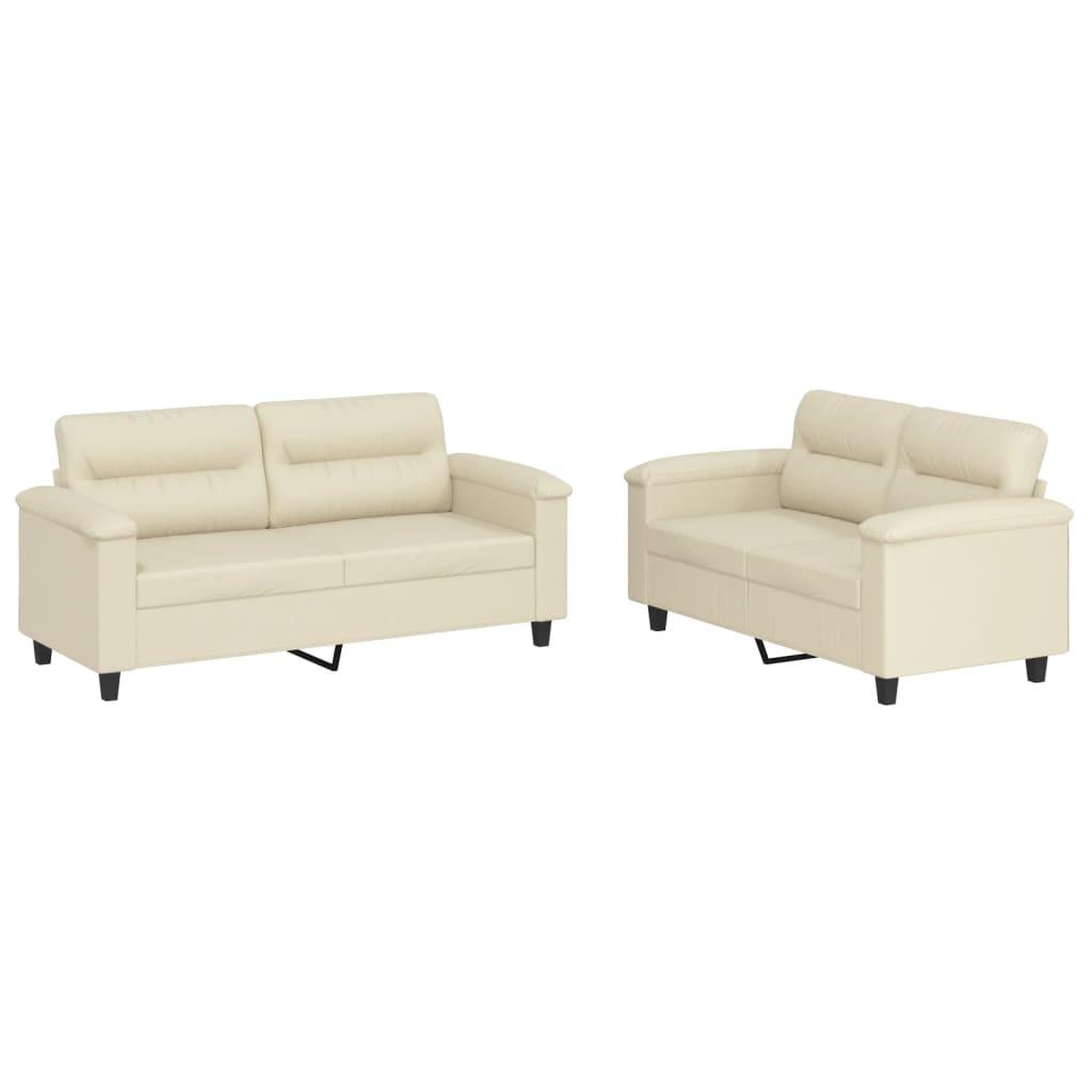 Voir la diapositive 2 : VIDAXL Ensemble de canapes 2 pcs avec coussins Creme Similicuir