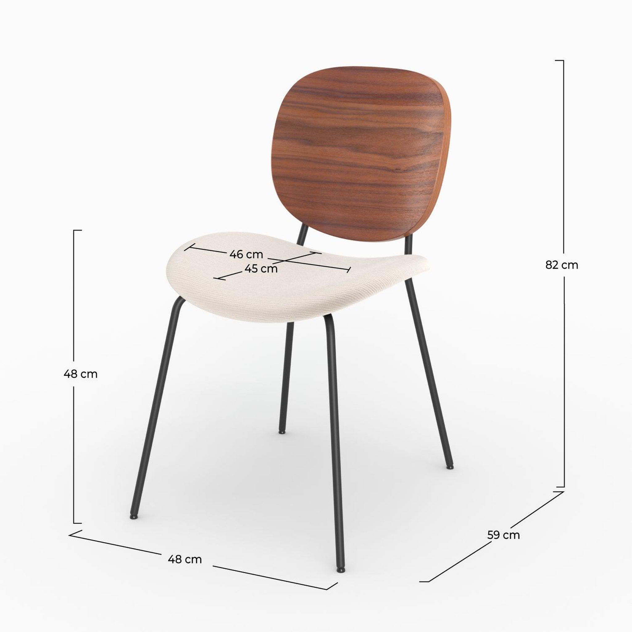 Voir la diapositive 4 : MAISON PAVANE Lot de 2 chaises en tissu beige chiné et bois-simone