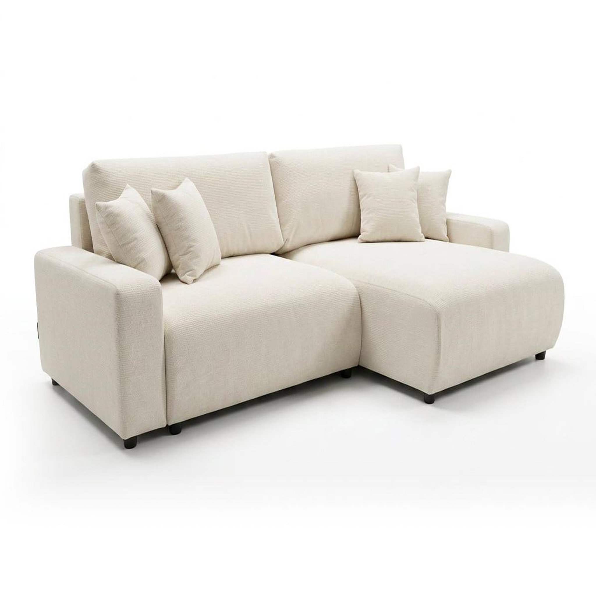 Voir la diapositive 2 : BEST MOBILIER Mini pivoine - canapé d'angle réversible 4 places convertible avec coffre en velours texturé