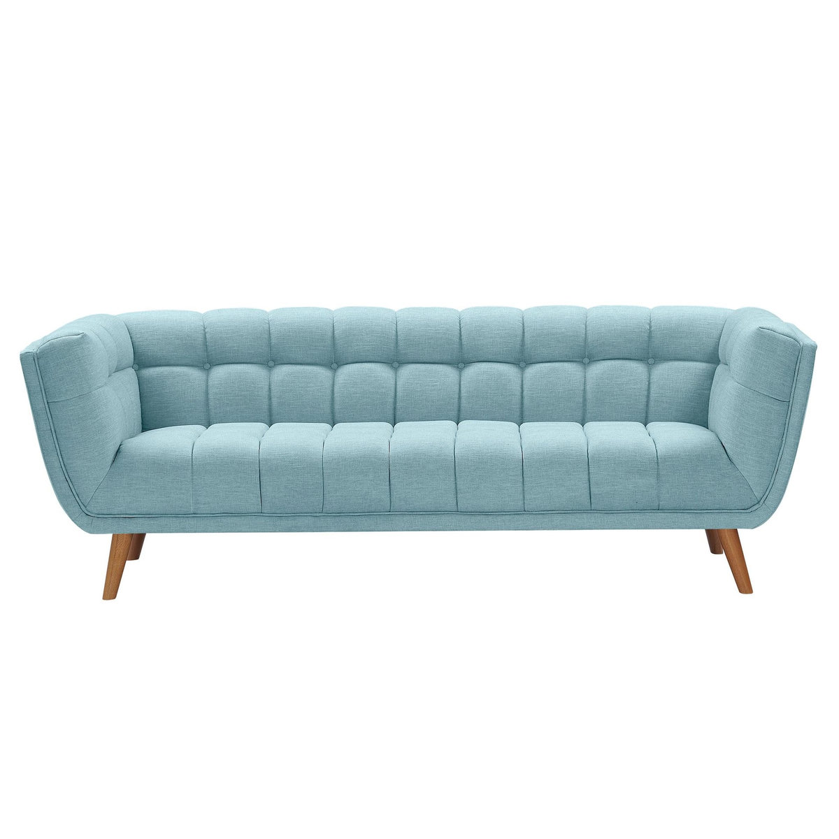 Rendez vous déco Canapé 3 places capitonné en tissu bleu clair-Carmen