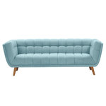 Rendez vous déco Canapé 3 places capitonné en tissu bleu clair-Carmen