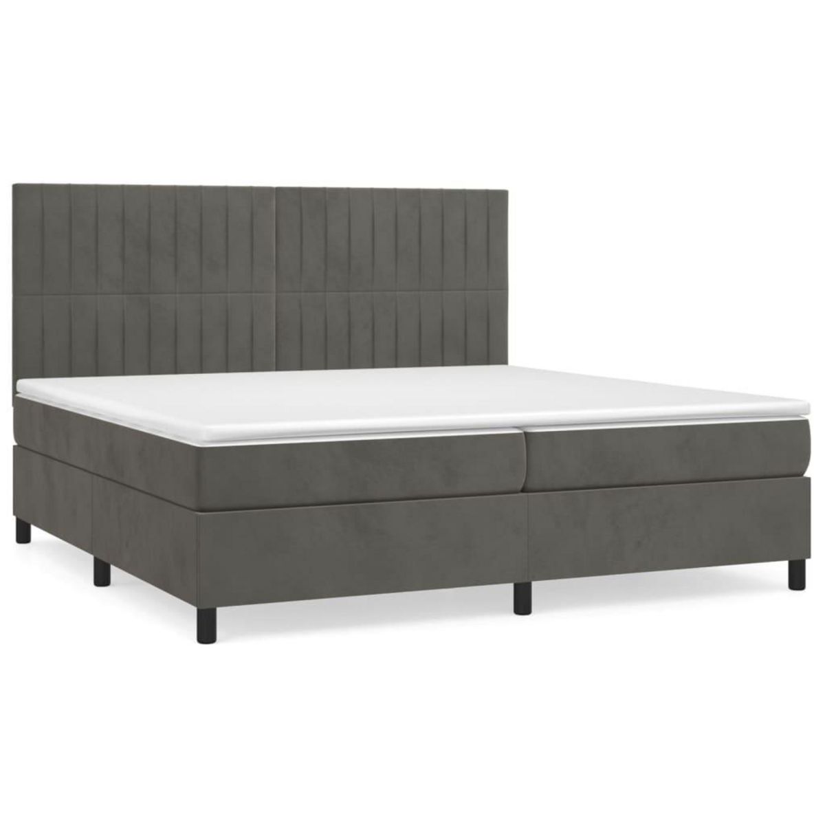 VIDAXL Sommier a lattes de lit et matelas Gris fonce 200x200cm Velours