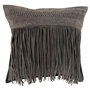 Voir la diapositive 1 : Paris Prix Coussin à Franges en Cuir  India  45cm Gris