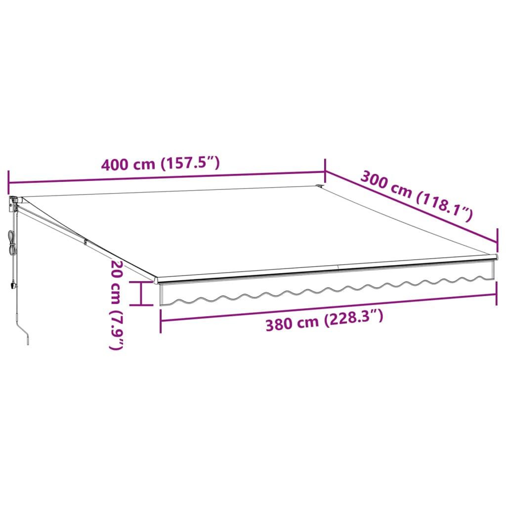 Voir la diapositive 6 : VIDAXL Auvent retractable anthracite et blanc 4x3 m tissu et aluminium