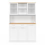 Voir la diapositive 3 : ID MARKET Buffet de cuisine vitré 120 cm VITO 5 portes + 1 tiroir blanc et plateau façon hêtre