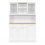Voir la diapositive 3 : ID MARKET Buffet de cuisine vitré 120 cm VITO 5 portes + 1 tiroir blanc et plateau façon hêtre