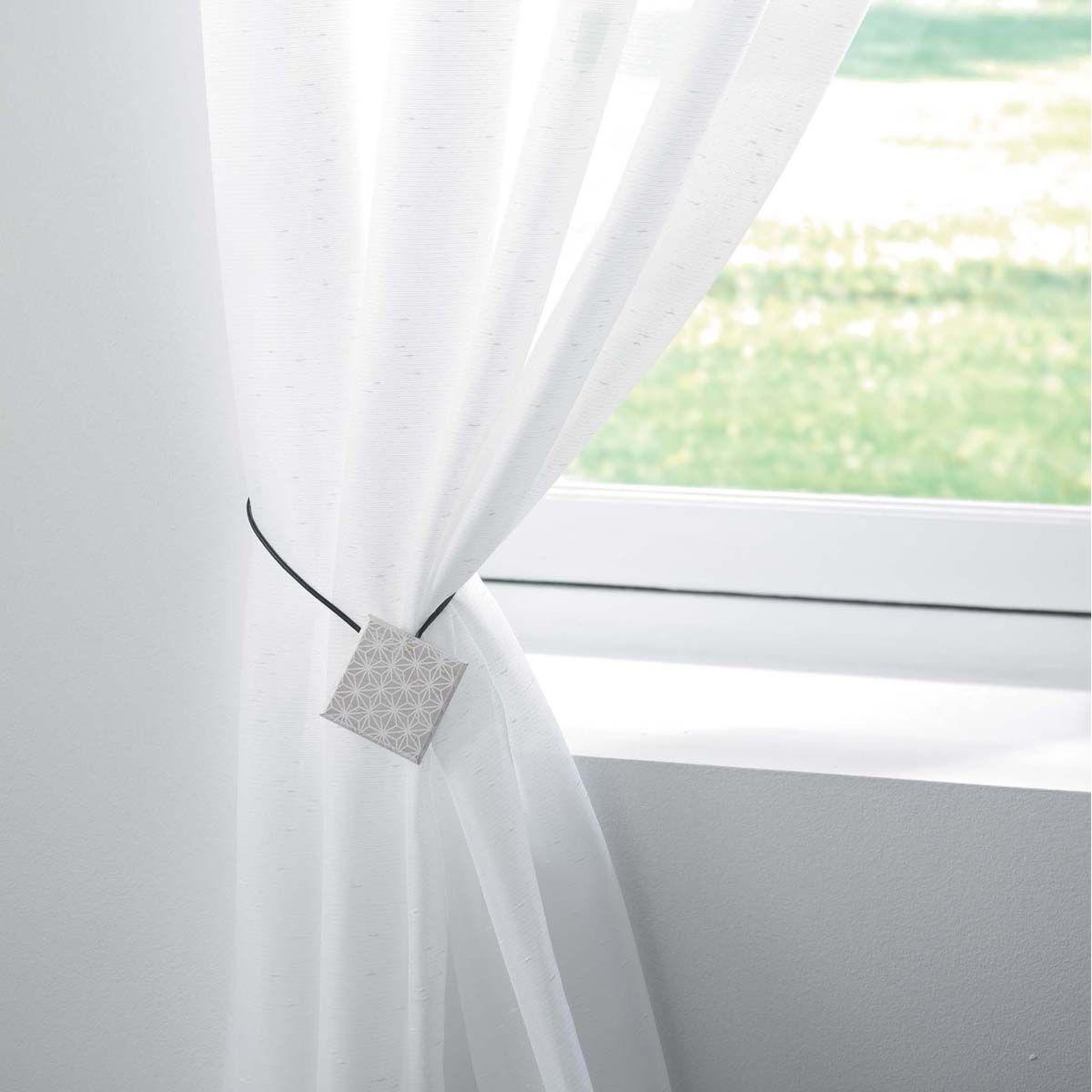 Voir la diapositive 3 : Douceur d'Intérieur Embrasse de rideau aimantée  trido  43cm blanc