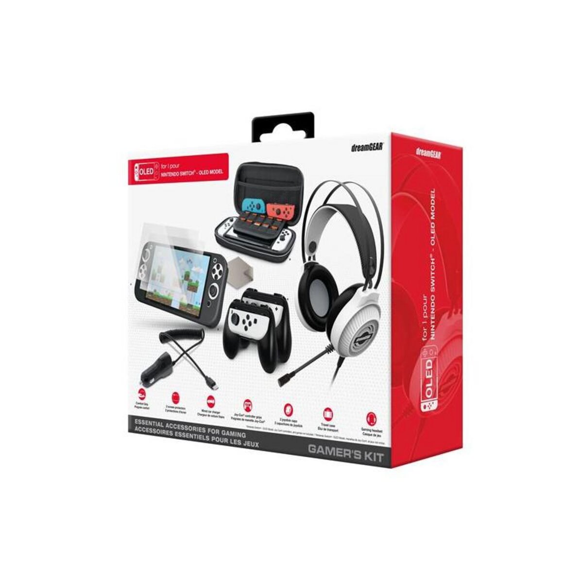 Just for games Pack accessoires gaming Just For Games dreamGEAR pour Nintendo Switch Modèle OLED Noir et blanc
